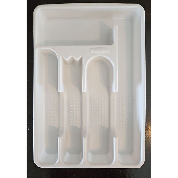 Vintage Rubbermaid Silverware Organizer Tray 2919‎ Flatware White Drawer Plastic - Picture 1 of 8
